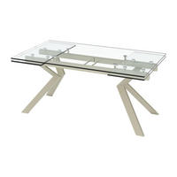 ESSTISCH ausziehbar - 6 bis 8 Personen - Sicherheitsglas & Metall - Beige & Transparent - VELIKA - Transparent, Glas (240/90/76cm) - Vente-Unique