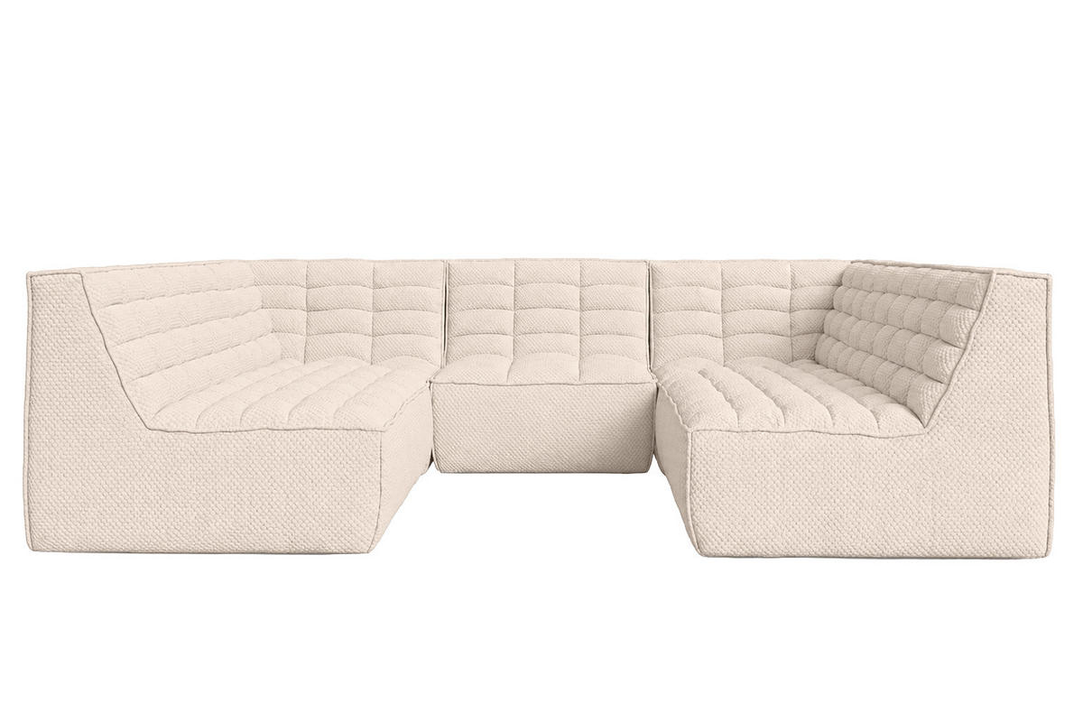 ROHOVÁ SEDAČKA modulární Corner ve tvaru U, plyšová tkanina Pop, Krémová, LAZY U CORNER - krémová, dřevo (266/76/253cm) - Kaiser Möbel