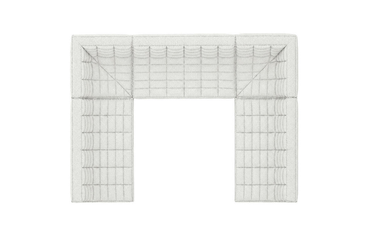 ROHOVÁ SEDAČKA U XL modulární ve tvaru U, plyšová tkanina Pop, Ice, LAZY U XL - bílá, dřevo (346/76/253cm) - Kaiser Möbel