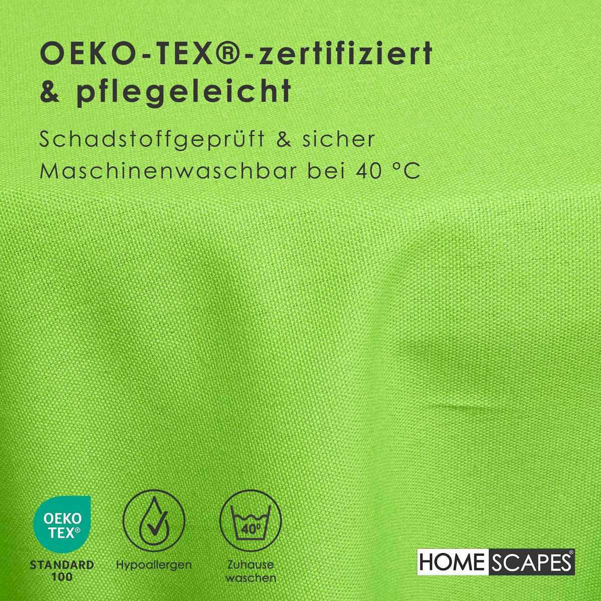 TISCHDECKE limette rund 178 cm, 100% Baumwolle - Limette, Textil (178/178cm) - Homescapes