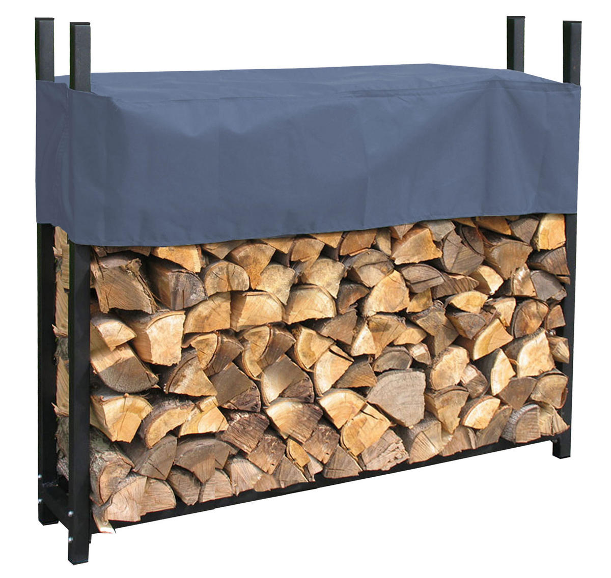 KAMINHOLZREGAL Außen 113x115x25 cm Metall Anthrazit mit Schutzhülle Grau 0,5 m³ / 0,6 SRM - Anthrazit, Metall (113/115/25cm) - QUICK STAR