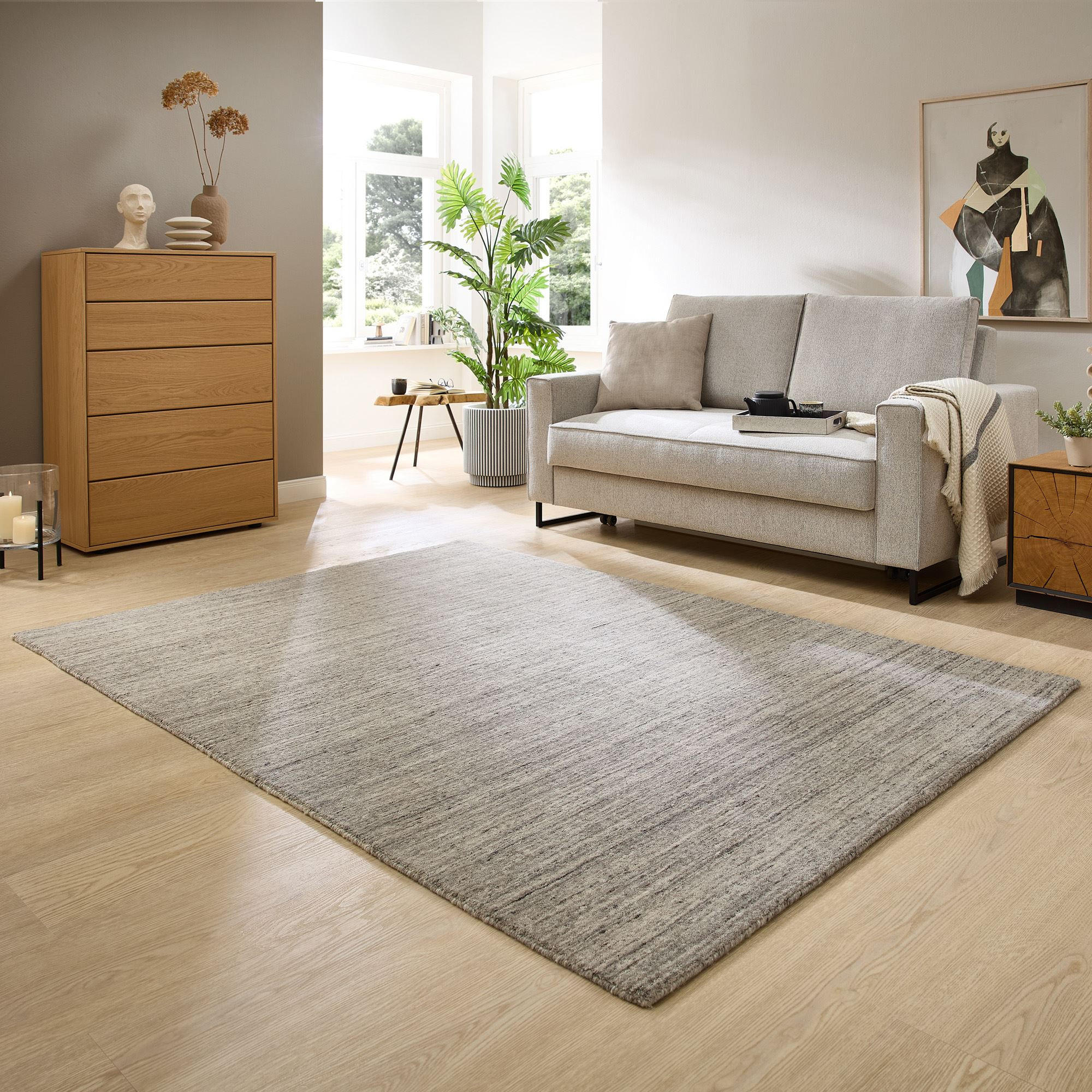 HANDWEBTEPPICH Pure 250x350 cm - Grau, Textil (250/350cm) - THEKO