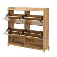 SCHUHSCHRANK in Holzoptik mit 4 Klappen, Schuhkipper für Flur und Diele - Naturfarben, Holz (108/100/24cm) - PARAFTA HOME