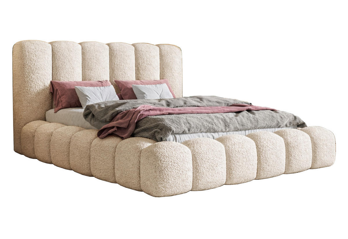 POLSTERBETT 180x200 Madeno mit Bettkasten, Boucle, Beige - Beige, Holz/Textil (180/200cm) - Emporius