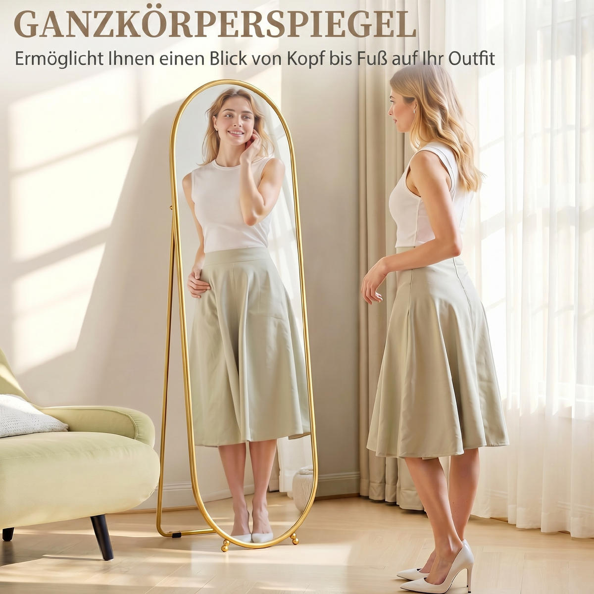 STANDSPIEGEL goldfarben 40.0/4.0/160.0cm - Goldfarben, Metall (4/160/40cm)