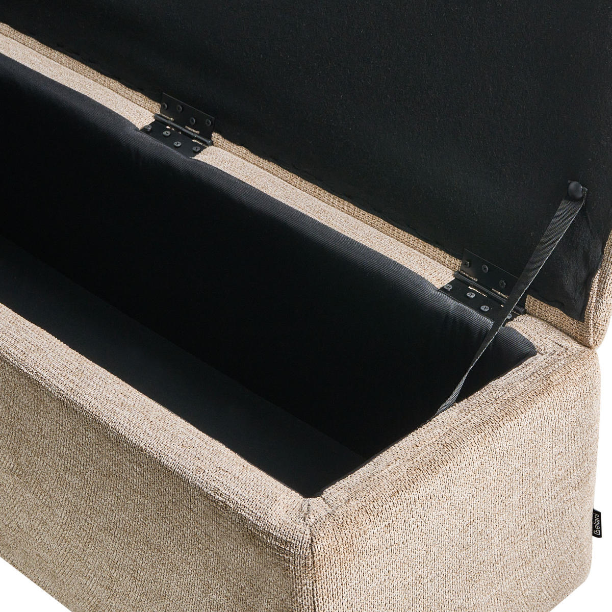 POLSTERBANK mit Stauraum Stoff Beige Salida - Beige/Braun, Holz/Textil (115/54/39cm) - Beliani