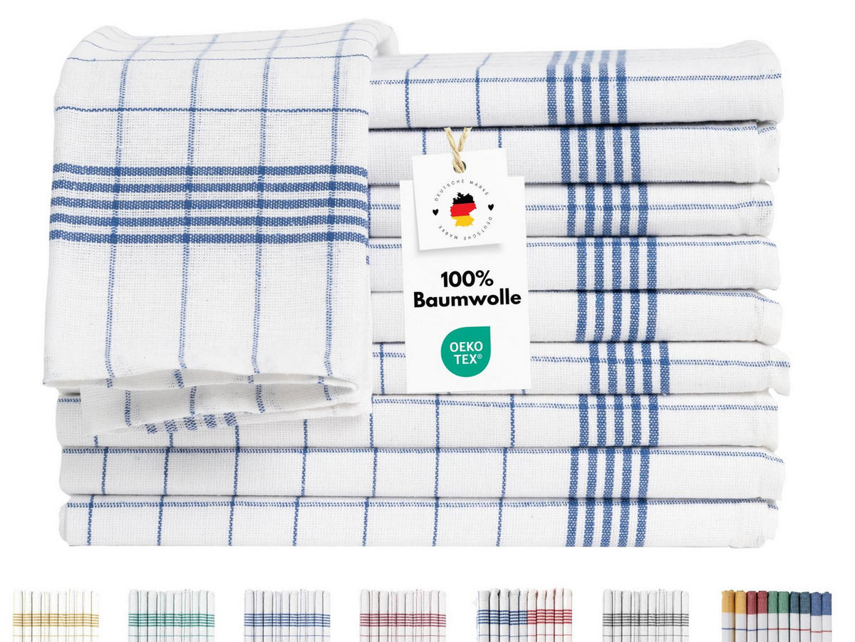 GESCHIRRTÜCHER 50x70 cm im 20er Set aus 100% Baumwolle, Küchentücher Blau - Blau, Textil (50/70cm) - Carpe Sonno