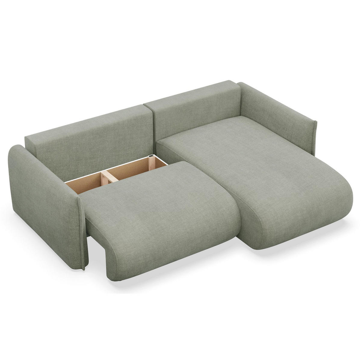 ROHOVÁ SEDAČKA Cushi šalviovo zelená ženilka - čierna/svetlozelená, textil/plast (183/252cm) - Selsey