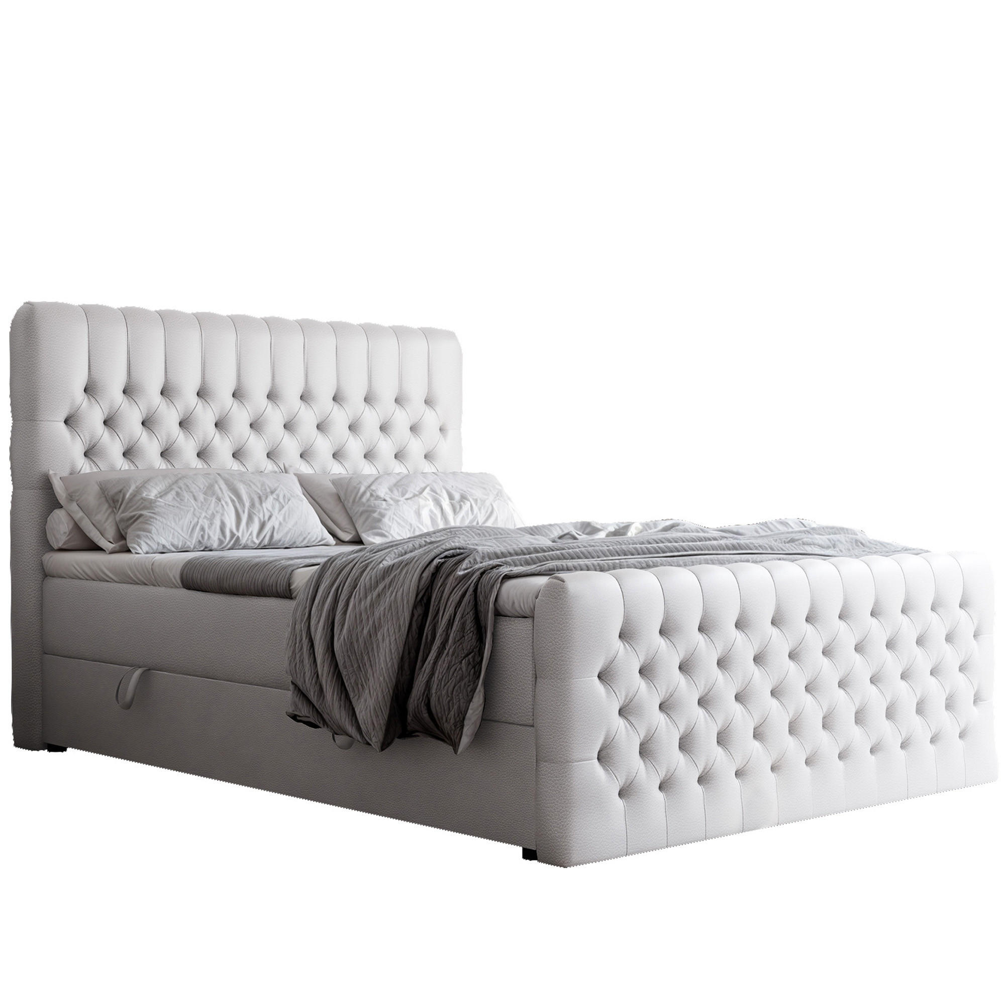 BOXBETT 120x200 cm mit Topper - Weiß, Textil (120/200cm) - Idohome
