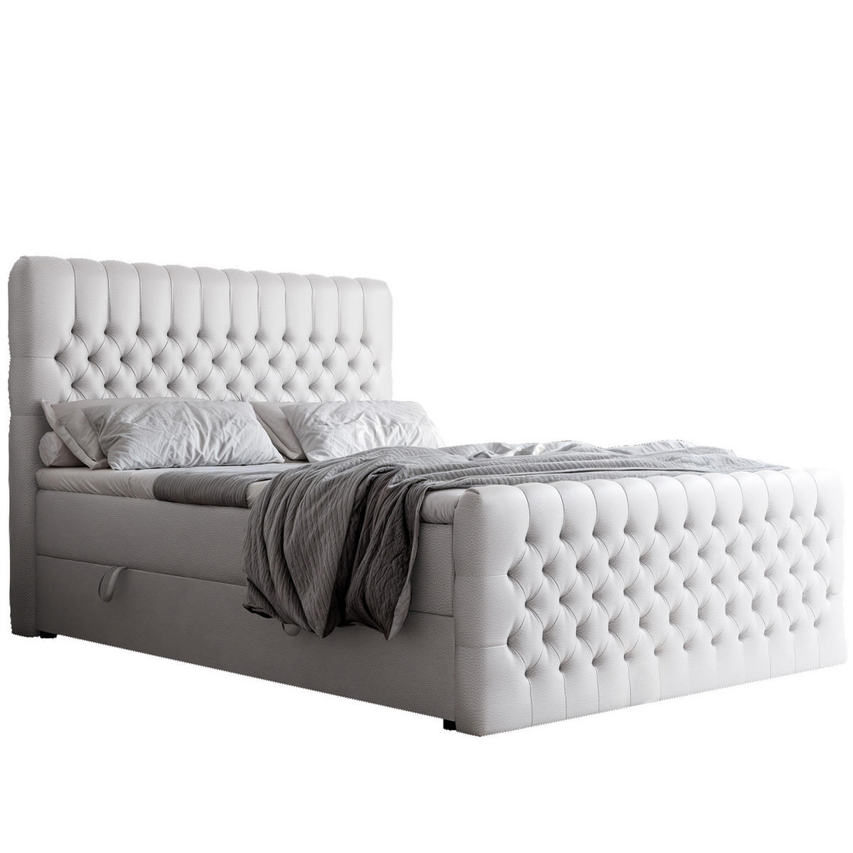 BOXBETT 180x200 cm mit Topper - Weiß, Holzwerkstoff/Textil (180/200cm) - Idohome