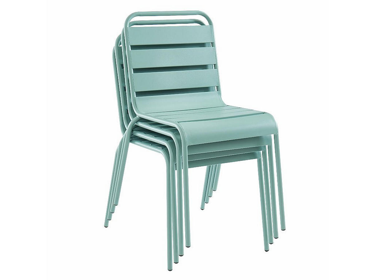 GARTENESSGRUPPE im Set - 4 -Sitzer - Stahl - mandelgrün - MIRMANDE - Grün, Metall - Vente-Unique