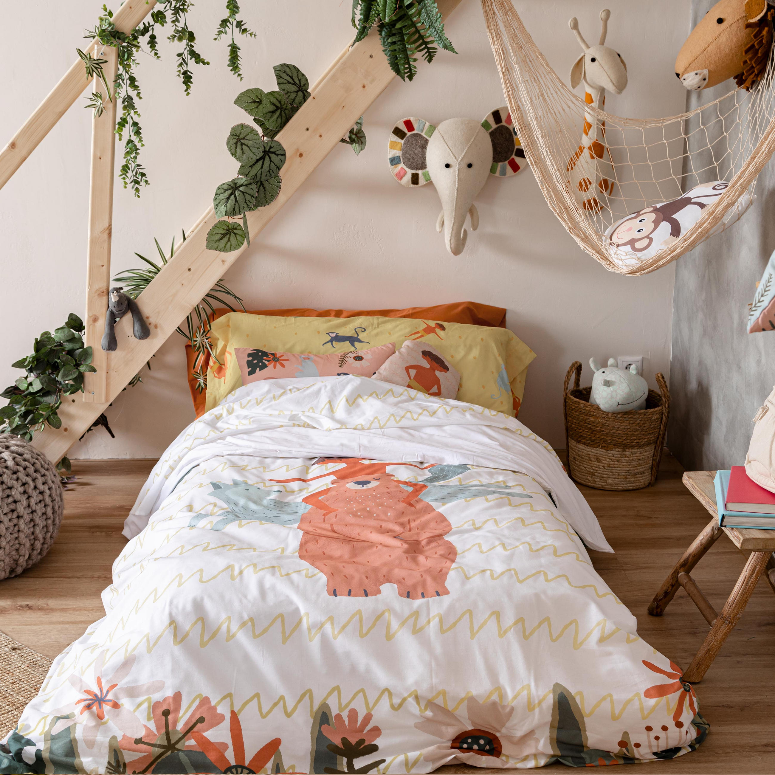 BETTBEZUG 2er-Set teiliges jungle life 135/140x200 cm (standardgrösse) mehrfarbig - Multicolor, Textil (140/200cm) - Happy Friday