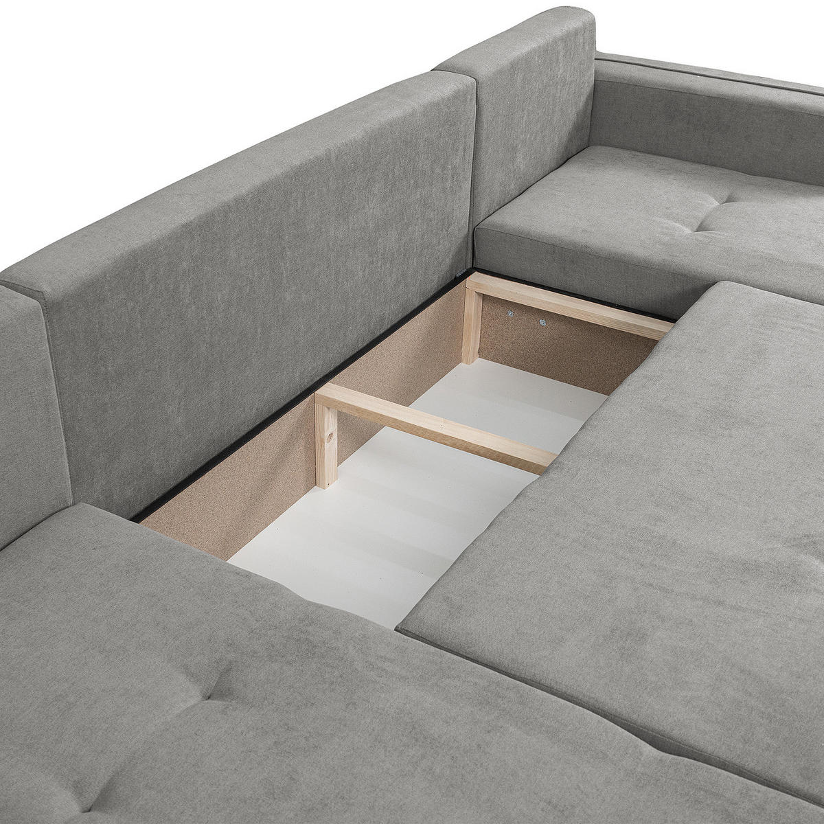 WOHNLANDSCHAFT - Schwarz/Grau, Kunststoff/Textil (312/82/145cm) - home24