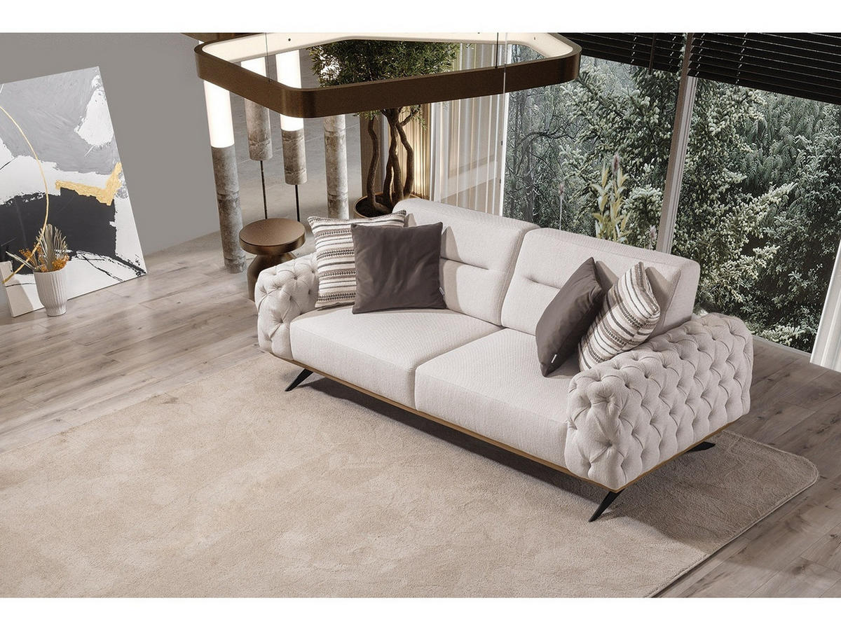 SOFA Havana 2-Sitzer Samt Creme - Beige, Textil/Metall (195/87/95cm) - Villa Möbel