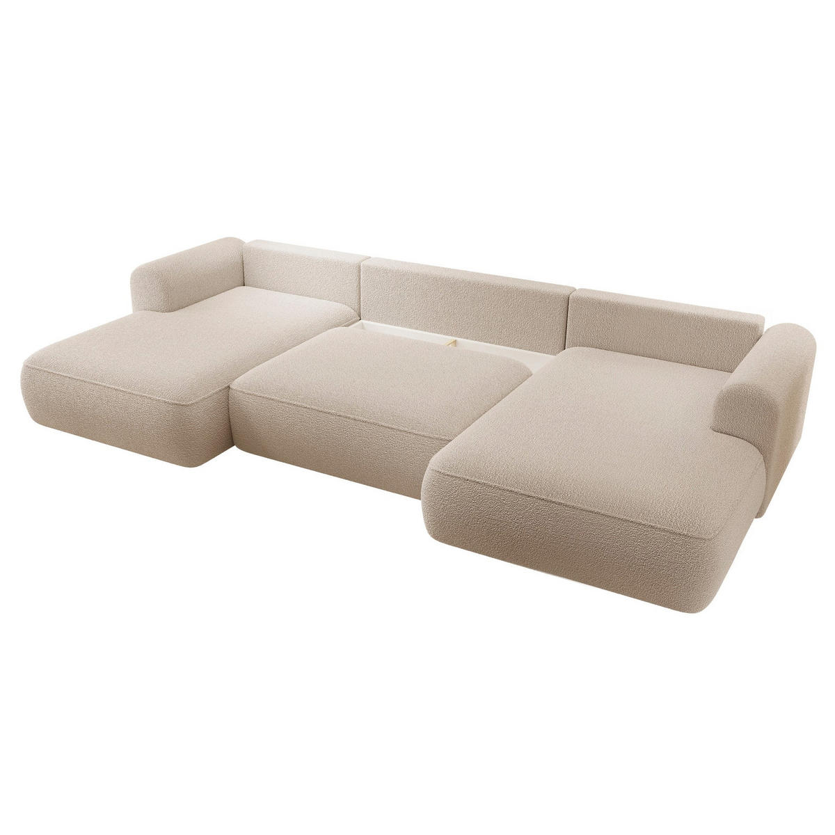 ECKSOFA Ovo Beige Bouclé - Beige/Schwarz, Kunststoff/Textil (380/95/167cm) - Selsey