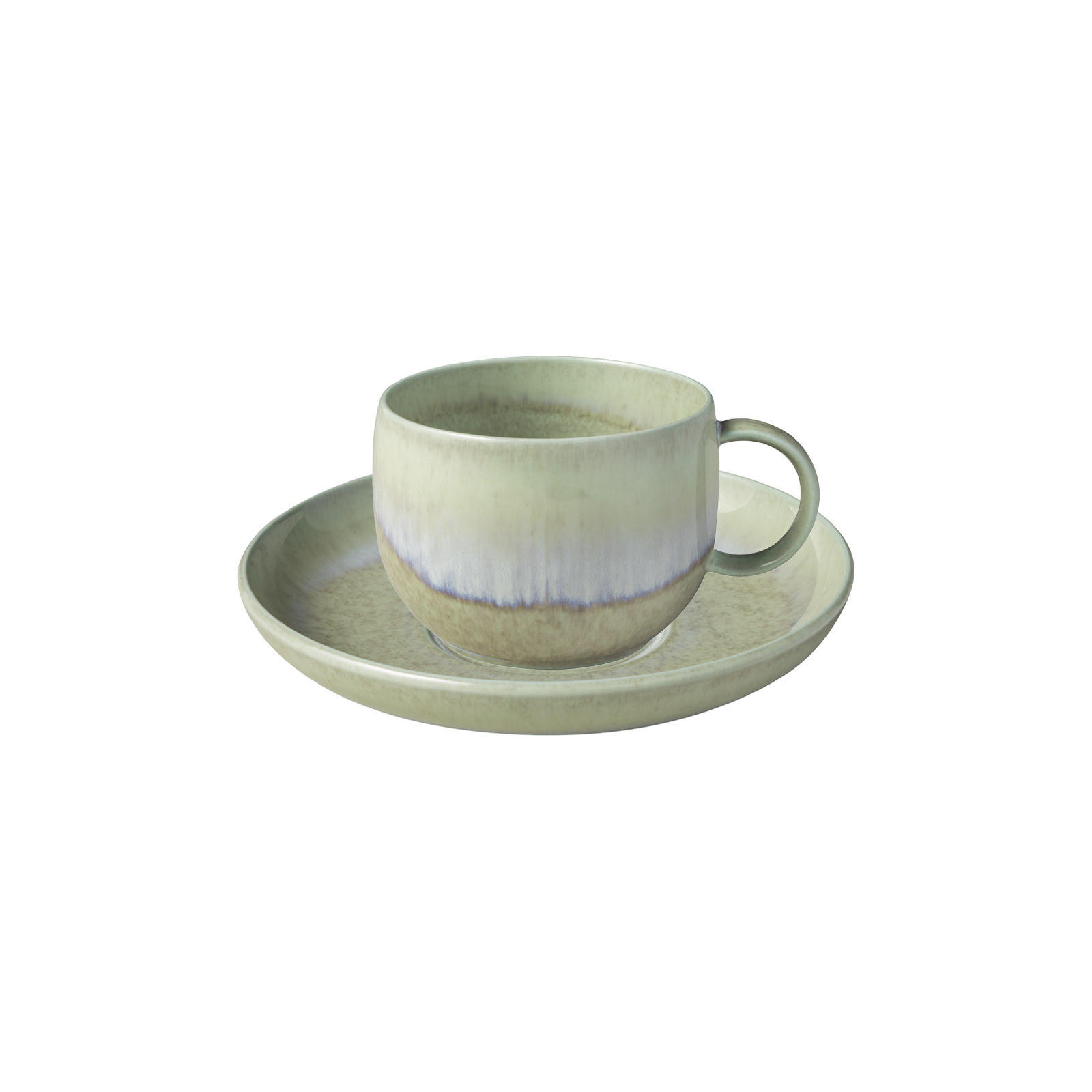 KAFFEETASSE MIT UNTERTASSE Perlemor Alga grün 190 ml - Grün, Keramik (16.1/9.4/16.1cm) - like.Villeroy & Boch