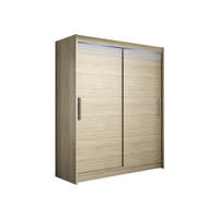 SCHWEBETÜRENSCHRANK Westa I, mit RGB LED Beleuchtung - Silberfarben/Sonoma Eiche, Holzwerkstoff/Metall (150/200/58cm) - MIRJAN24