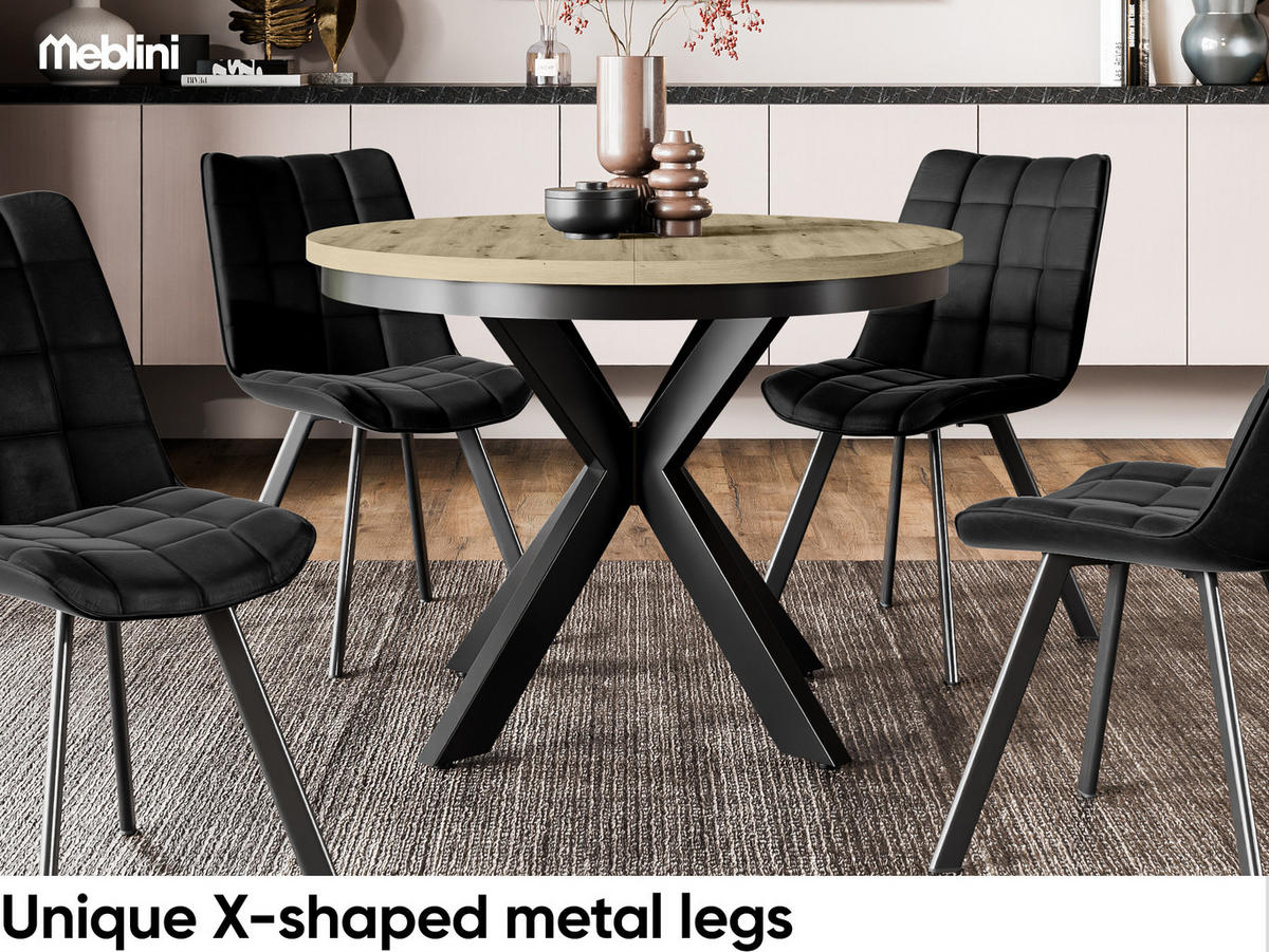 ESSTISCH BAGIO - Schwarz/Eiche Artisan, Holzwerkstoff (100/100/77cm) - Meblini