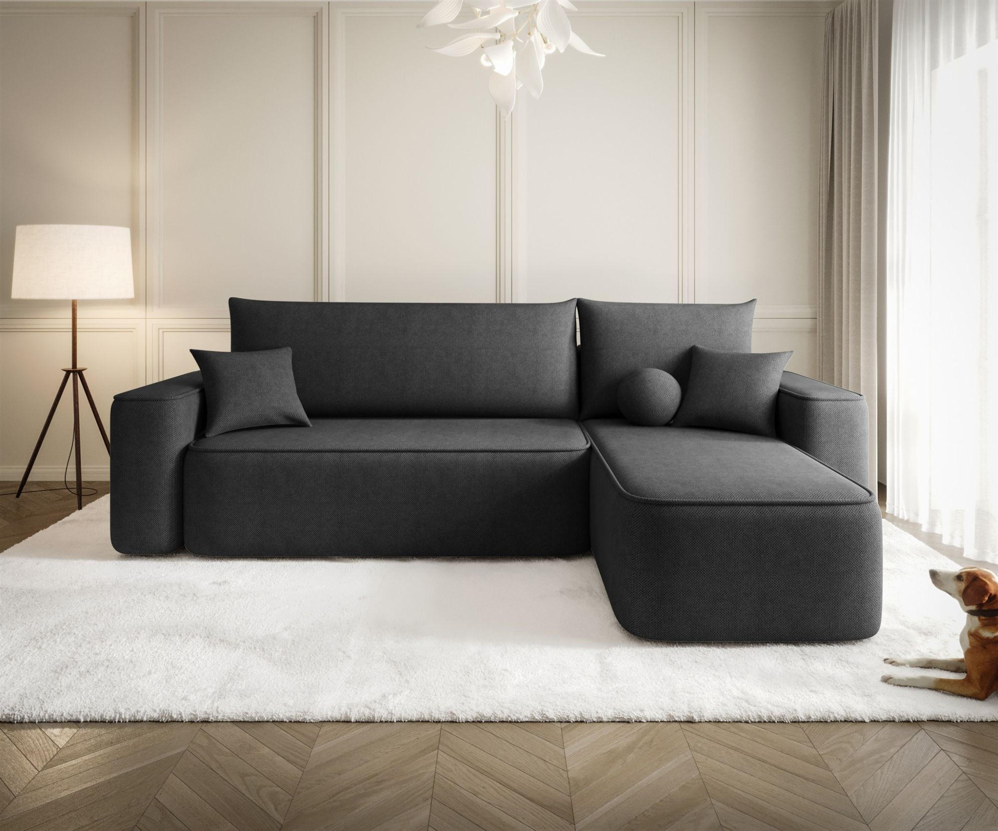 ECKSOFA Agepo In Curio - Anthrazit, Holzwerkstoff/Textil (250/150cm) - Fun Möbel