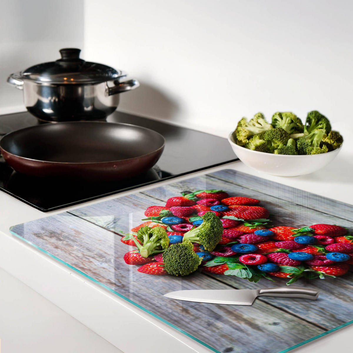 GLASPLATTE 60x52 cm Herz der Frucht - Rot, Glas (60/0.4/52cm) - TULUP