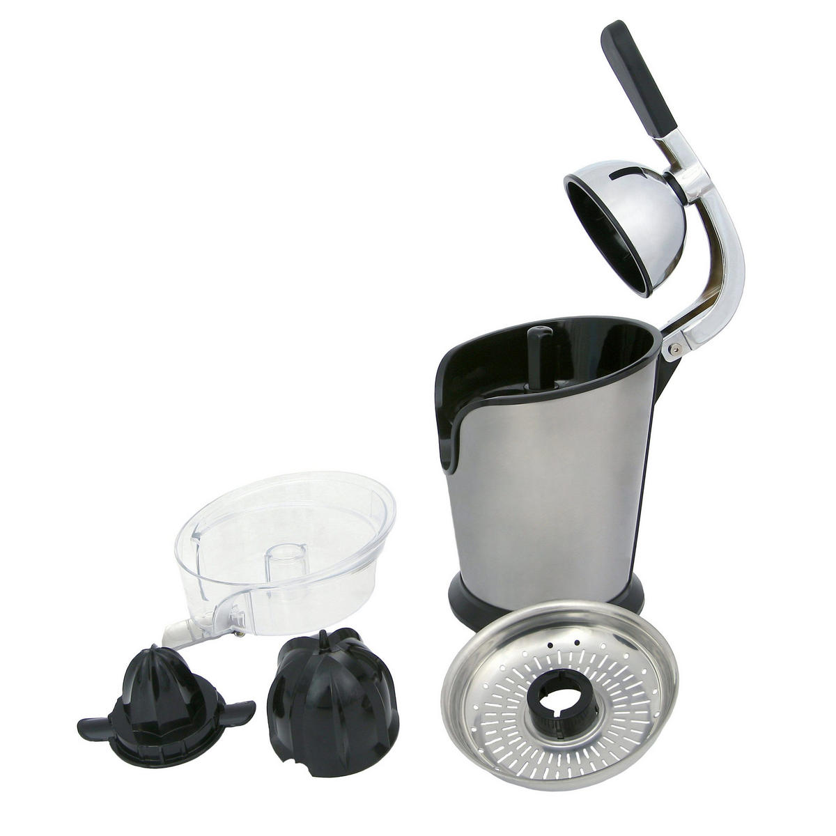 ZITRUSPRESSE, Elektrisch, Saftpresse, Entsafter, Orangenpresse, Citrus, Obst, Frucht Saft, Küche, Getränke, Edelstahl, Smoothies, Presse, Frisch, Saft - Silberfarben, Kunststoff (27/32/19.5cm) - camry