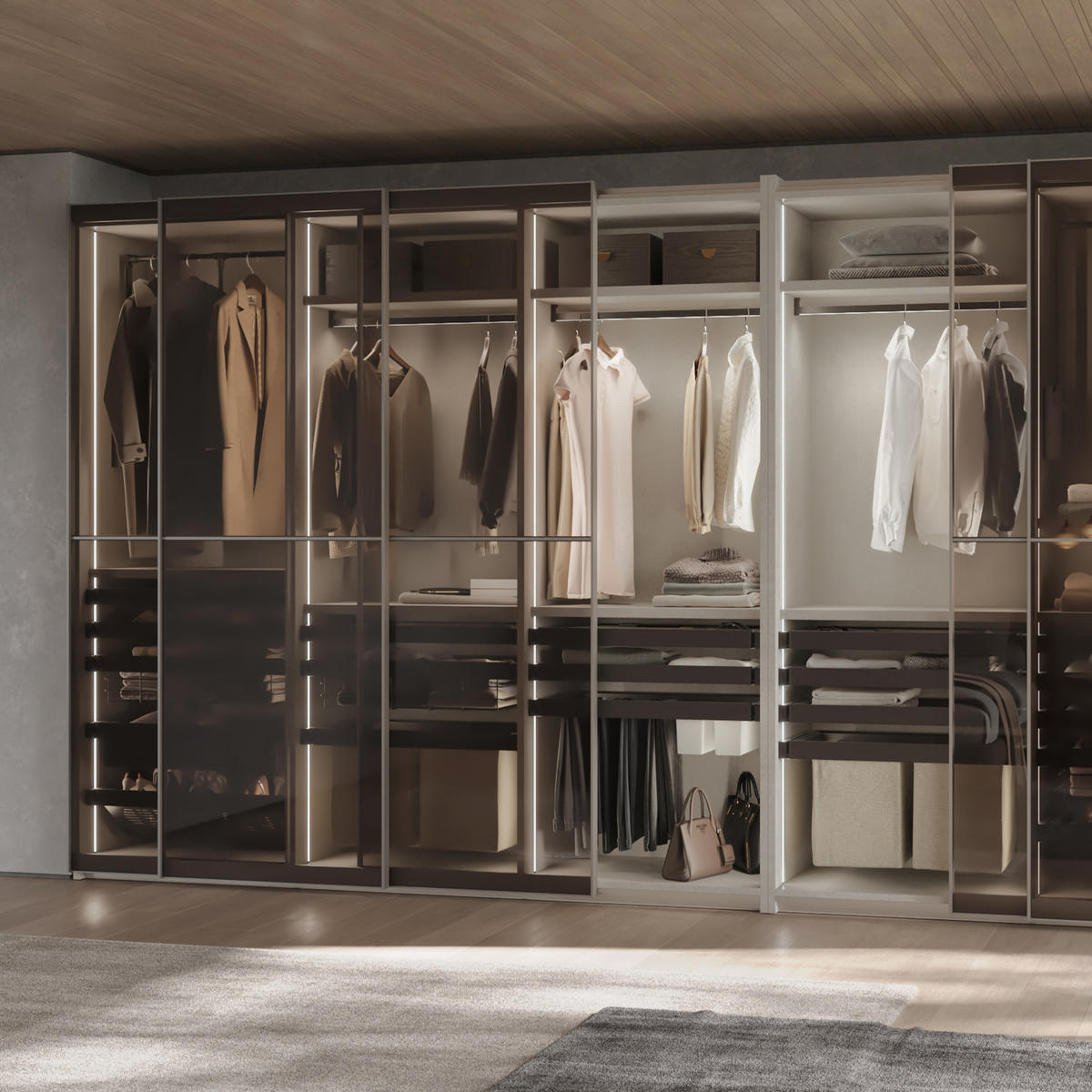 HOSENHALTER Mit 7 Stangen, Wäschekorb Und Rahmen Für Schrank Quartz, Soft-Close, Vollauszug, 80cm, Titan-Oberfläche - Titanfarben, Metall (45.5/40/78.8cm) - EMUCA