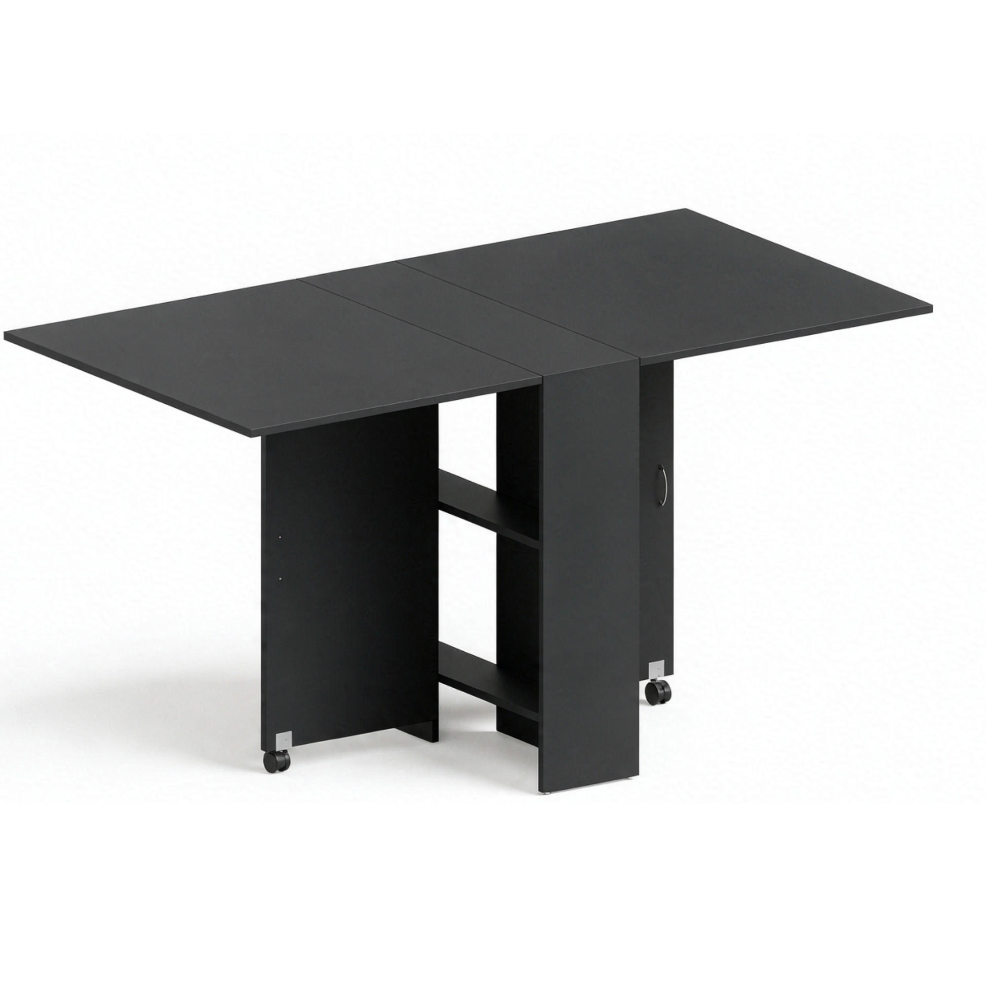 KLAPPTISCH 75-140/75/74 cm mit Rollen DE-39948 Schwarz - Schwarz, Holzwerkstoff (75/140/74cm) - ComfortXL