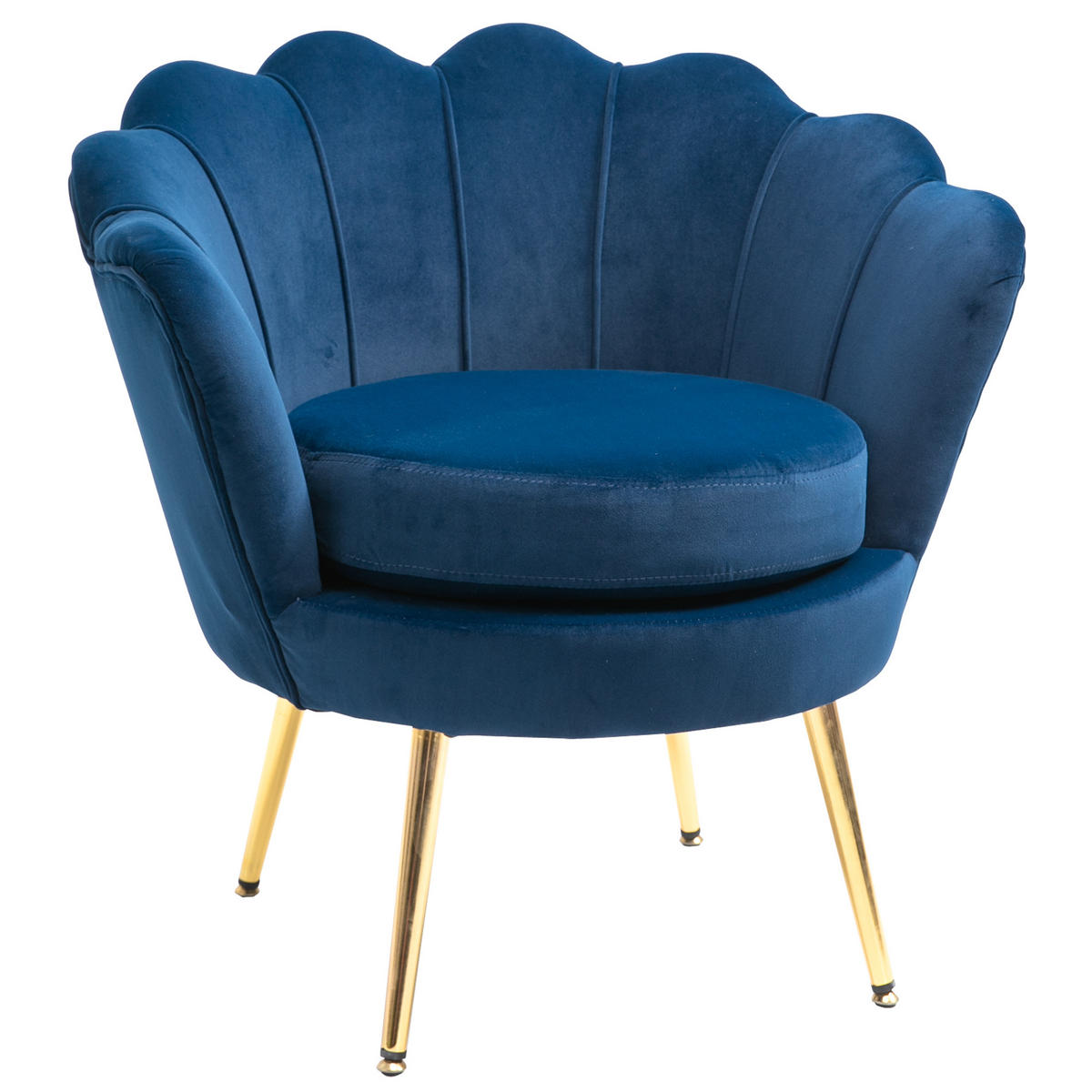 SESSEL DE-13412 Muschelform & goldene Metallfüße Blau - Blau, Textil (67/74/76cm) - ComfortXL