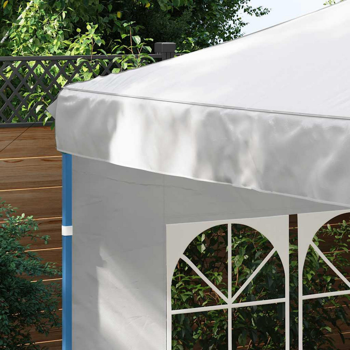 PARTYZELT-SEITENWÄNDE 2 Stück Mit Fenster Pe Weiss - Weiß, Kunststoff (300/195cm) - vidaXL