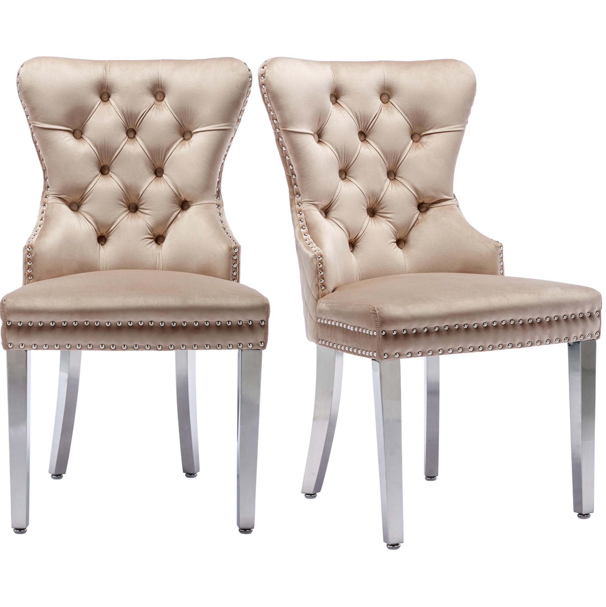 ESSZIMMERSTUHL Samt Beige mit Massivholzrahmen und Metallbeinen - Beige, Metall (62.5/94.5/53cm) - Meubliv