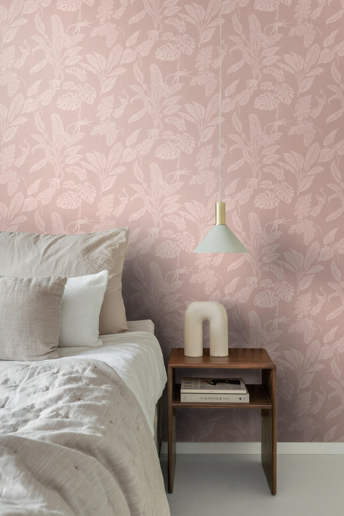 TAPETE Affen und Dschungelblätter 50 x 900 cm - Pink, Papier (50/900cm) - ESTAhome