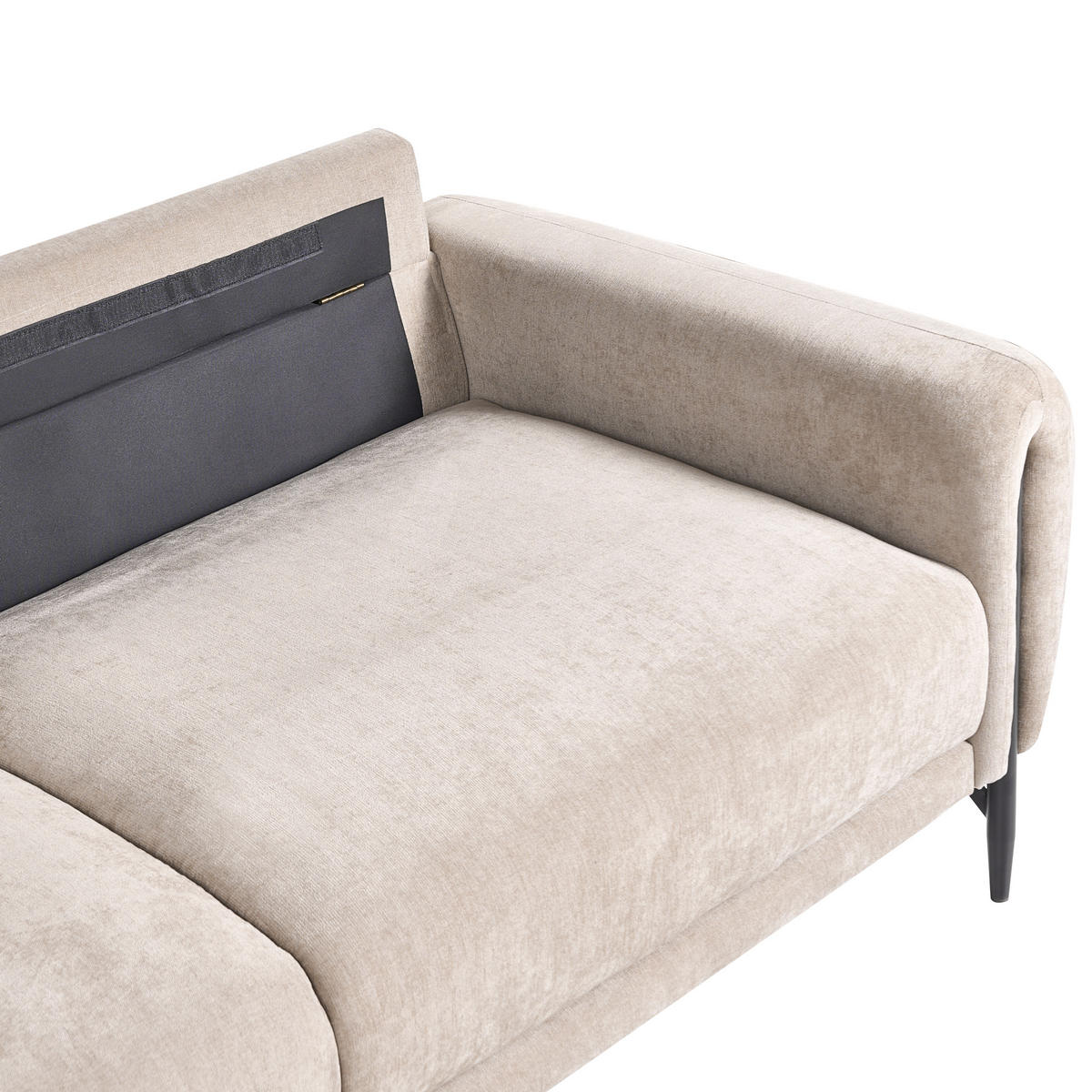 3-SITZER-SOFA Chenillegewebe Beige Skaro - Beige/Schwarz, Textil (214/87/89cm) - Beliani
