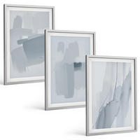 BILDER SET 3er Set - 40x60 cm Silberner Rahmen - Abstrakte Aquarellkunst - Silberfarben, Kunststoff (40/60cm) - TULUP
