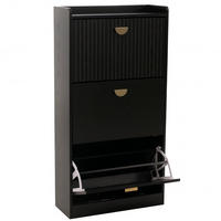 SCHUHSCHRANK 3 KLAPPEN Schwarz - Schwarz, Holzwerkstoff (60/117/24cm) - MCW