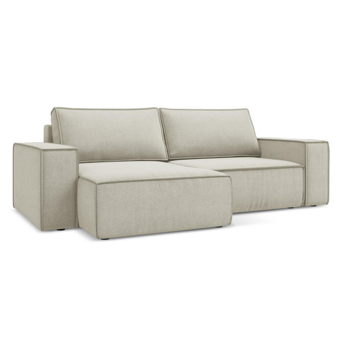 ECKSOFA mit Schlaffunktion Strukturstoff Stoff Beige - Beige/Creme, Kunststoff/Textil (148/257cm) - LaMiaSofa