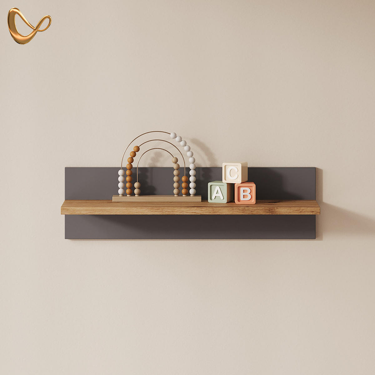 WANDREGAL Mailo Grau/Artisan 70 x 20 cm - Eiche Artisan/Grau, Holzwerkstoff (70/20/18.4cm) - Livinity®