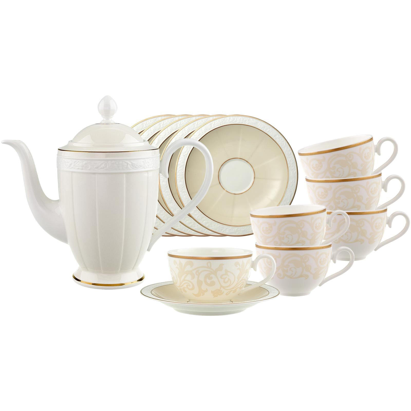 TEE-SET Ivoire weiß-gold 13er Set - Goldfarben/Weiß, Keramik (1/1/1cm) - Villeroy & Boch