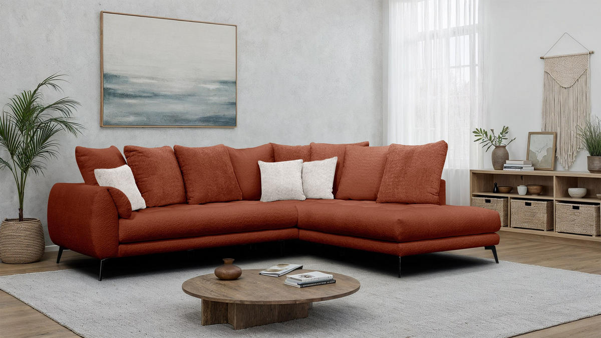 ECKSOFA CALME 5-Sitzer, dunkelorange - Dunkelorange, Holz/Textil (294/229cm) - Courtois Laville
