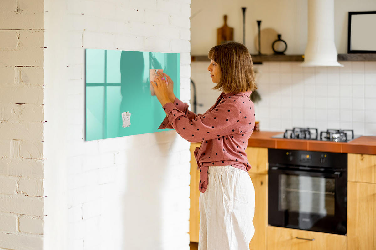 MAGNETTAFEL 90x60 Türkis schwarzer Marker - Türkis, Glas (90/0.4/60cm) - TULUP
