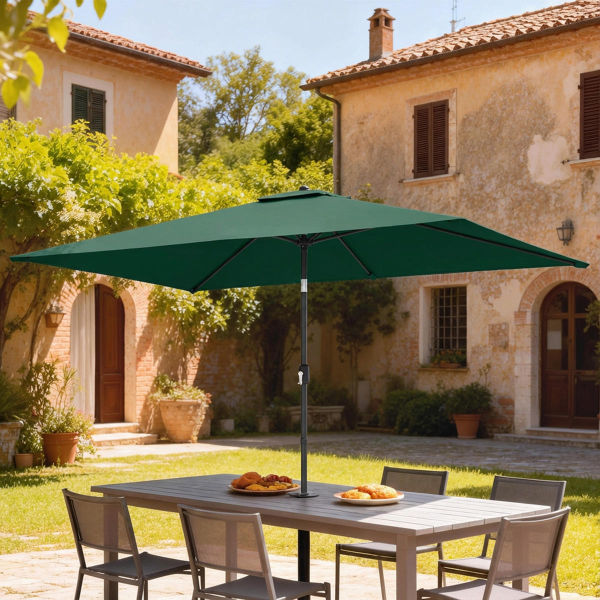 SONNENSCHIRM Polyester Metall Grün - Grün, Textil (200/300cm) - Outsunny