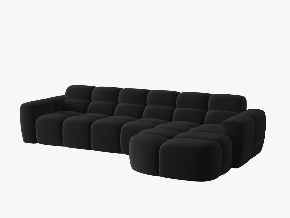 ECKSOFA rechts Lisa aus Samt schwarz 4 Sitzplätze - Schwarz, Textil (170/310cm) - Micadoni