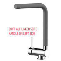 VORFENSTER-KÜCHENARMATUR, Umklappbar 6 CM, Verchromt und Zement Granit, 360° schwenkbar, LINKER HEBEL - Grau, Metall (20/31.3/20cm) - VIZIO