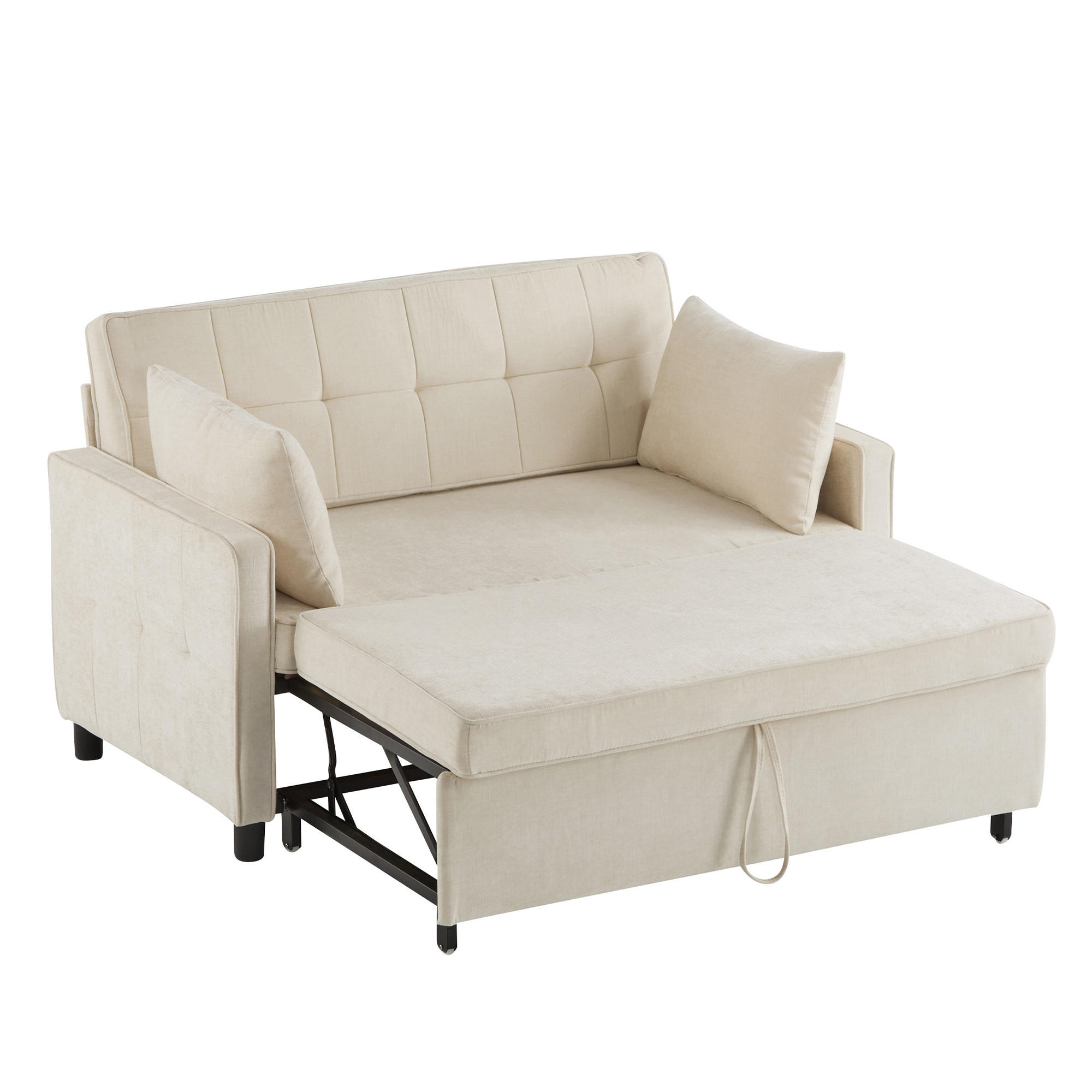 SCHLAFSOFA 2-Sitzer mit Chenillebezug und Bettfunktion - Beige, Kunststoff (142/85/79cm)