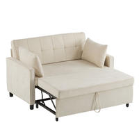SCHLAFSOFA 2-Sitzer mit Chenillebezug und Bettfunktion - Beige, Kunststoff (142/85/79cm)