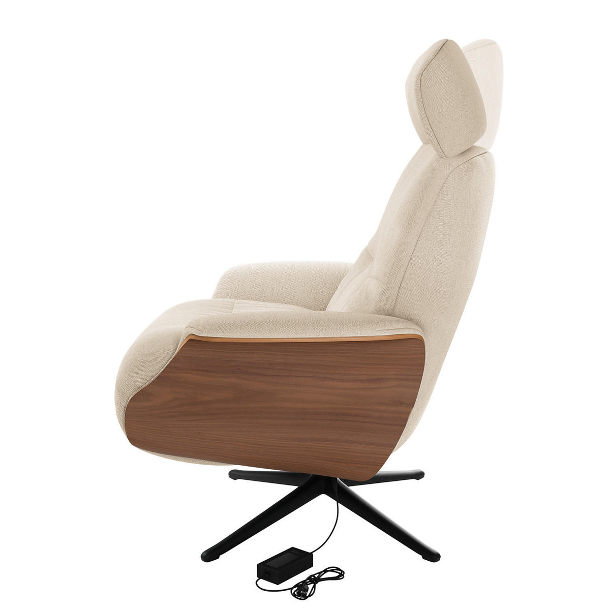 SESSEL - elektrisch verstellbar - Beige/Schwarz, Textil/Metall (83/110/88cm) - home24