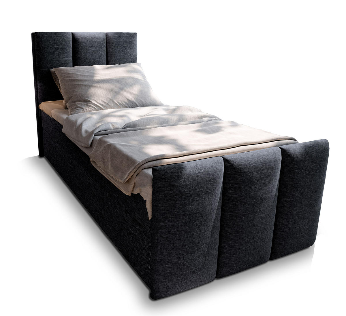 BOXBETT LAGO 90 90x200 cm mit Matratze und Topper - Schwarz - Schwarz, Holz (90/200cm) - MASSENO
