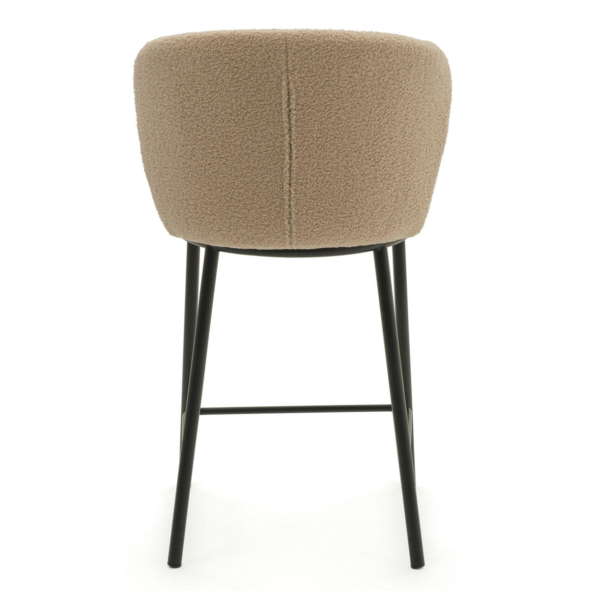 BARHOCKER BARI gepolsterter mit Steppung - beige - Boucle - Beige/Schwarz, Textil/Metall (55/94/57cm) - NEW HOME