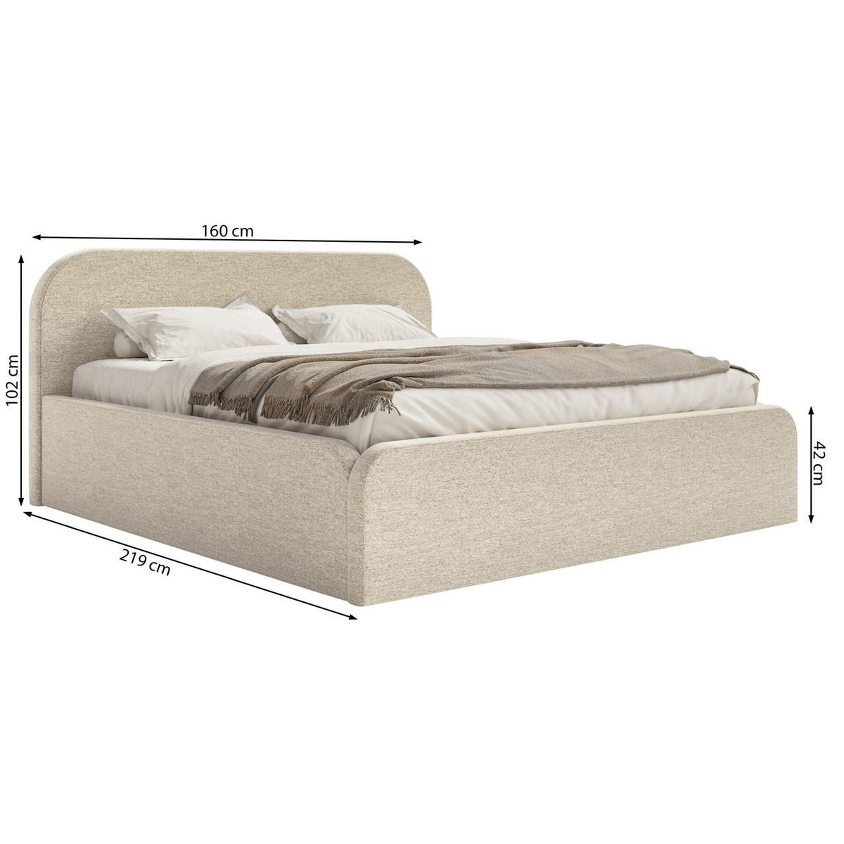 POLSTERBETT Umike Beige Samt mit Bettkasten 140x200 cm - Beige, Textil (140/200cm) - Selsey