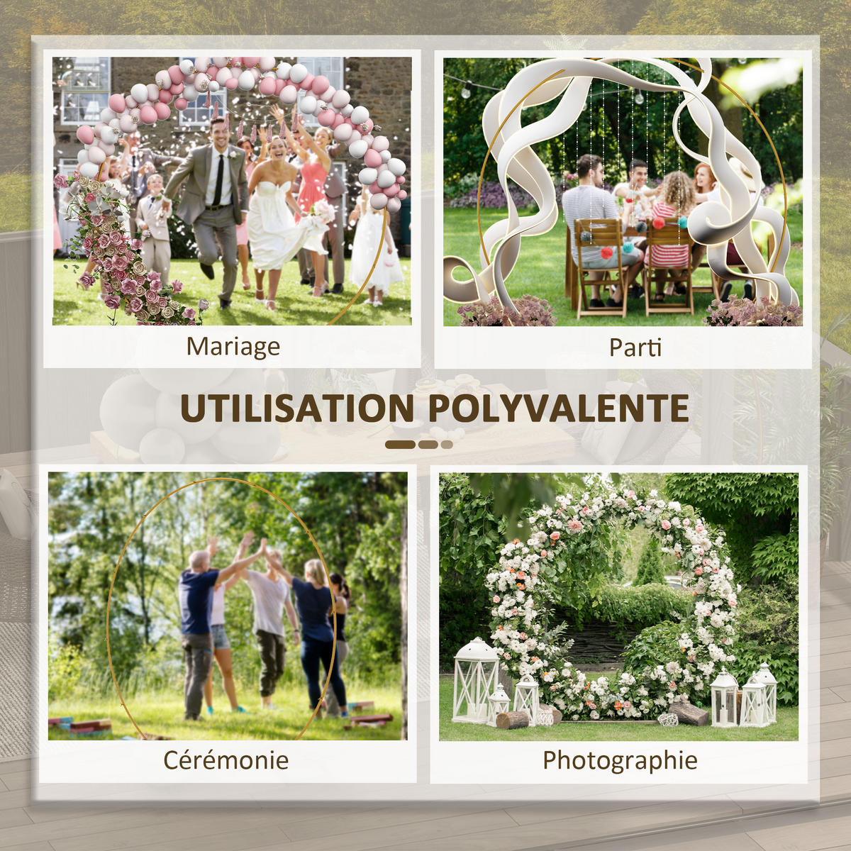ROSENBOGEN DE-18320 für Hochzeit & Events Gold - Goldfarben, Metall (222/224/60cm) - ComfortXL