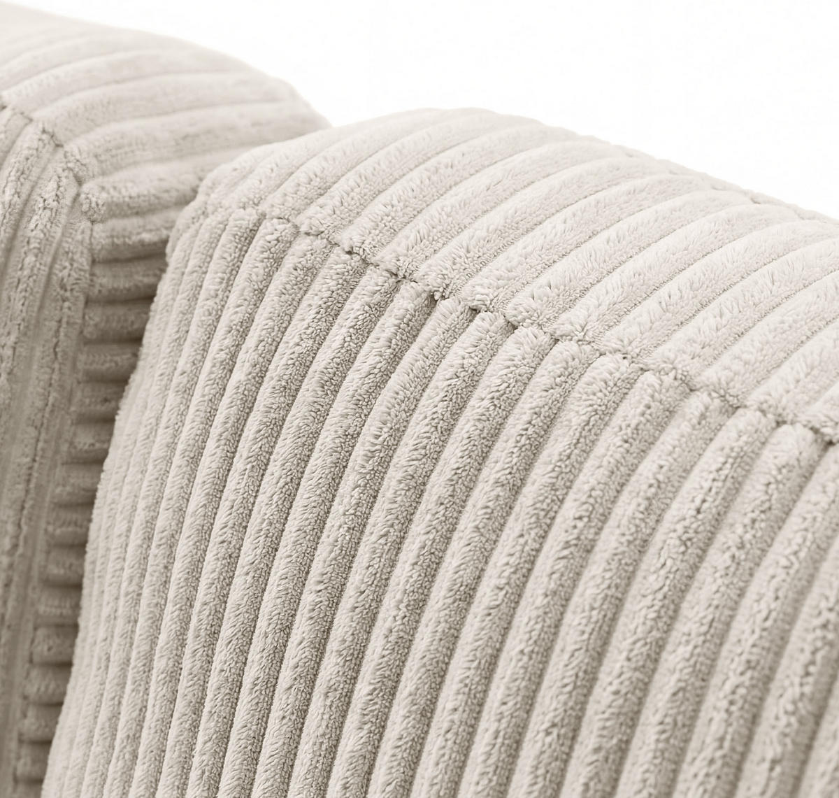 ECKSOFA Cora mit Schlaffunktion & Stauraum, Universell Rechts/Links, Creme Cord Chenille 260/82/160 cm - Creme/Schwarz, Kunststoff/Textil (250/160cm) - WFL GROUP